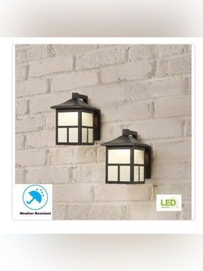 New Hampton Bay Set of 2 black Outdoor Wall Lanterns